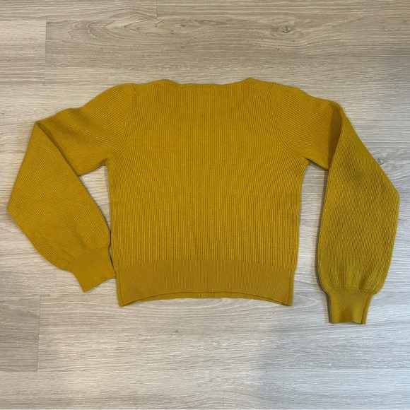 Aritzia Babaton Women's Mustard Yellow Wool Blend Sweater with Balloon Sleeve -S - Picture 5 of 9